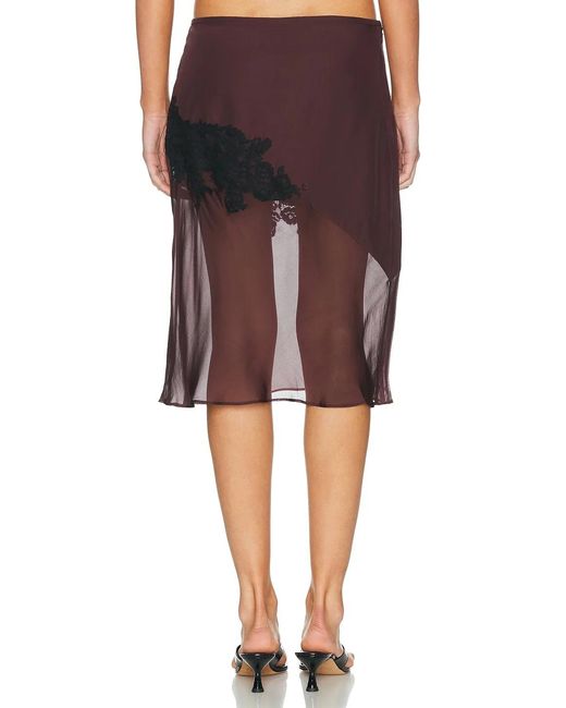 Sir Black Noria Lace-Trimmed Silk Midi Skirt