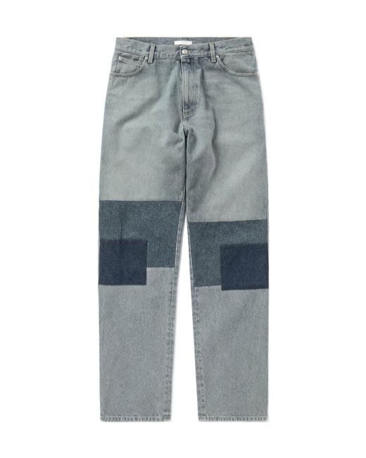 1989 STUDIO Blue Patchwork Straight-Leg Jeans for men