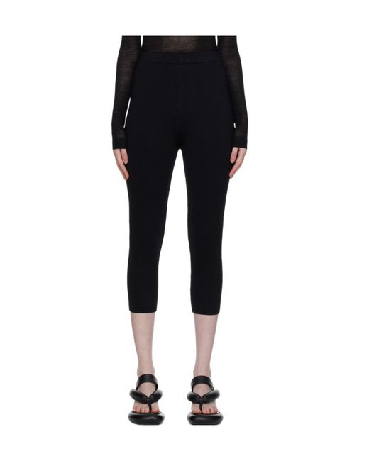 Nanushka Black Knitted Three-Quarter Leggings