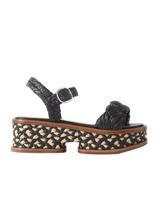 Gabriela Hearst Black Round-Toe Platform Sandals