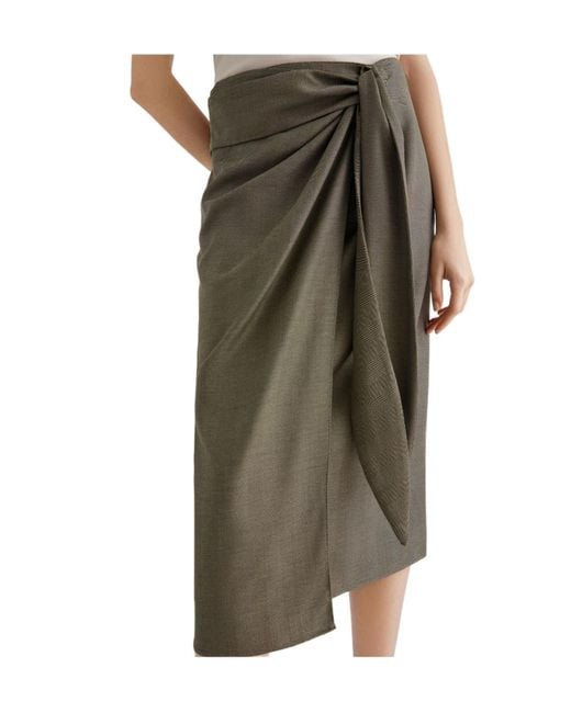 Marella Green Twill Wrap Skirt