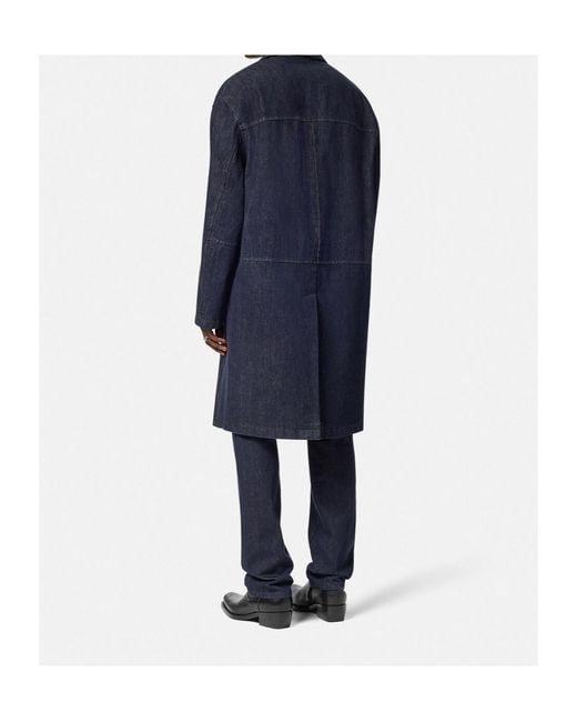Versace Blue Button Down Denim Coat for men
