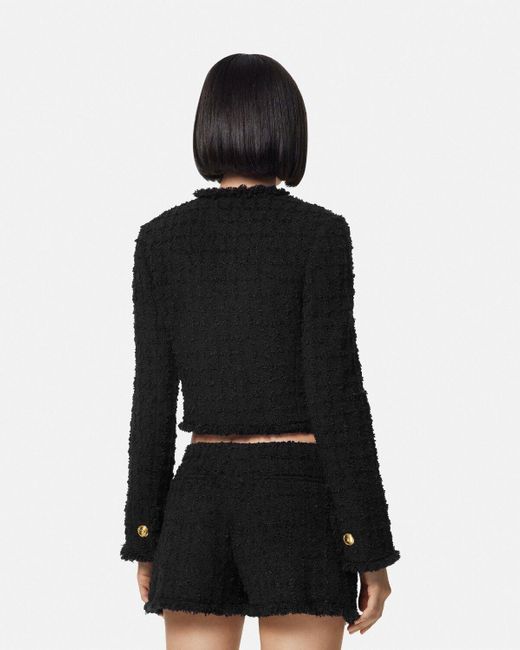 Versace Black Button-Up Cropped Jacket