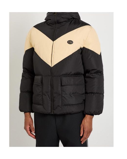 Valentino Black Padded Colour-Blocked Shell Jacket for men
