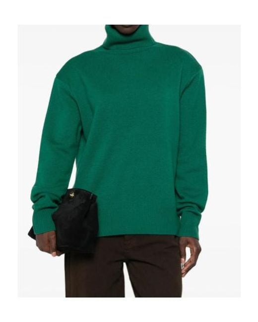 Frankie Shop Green Long-Sleeve High-Neck Top