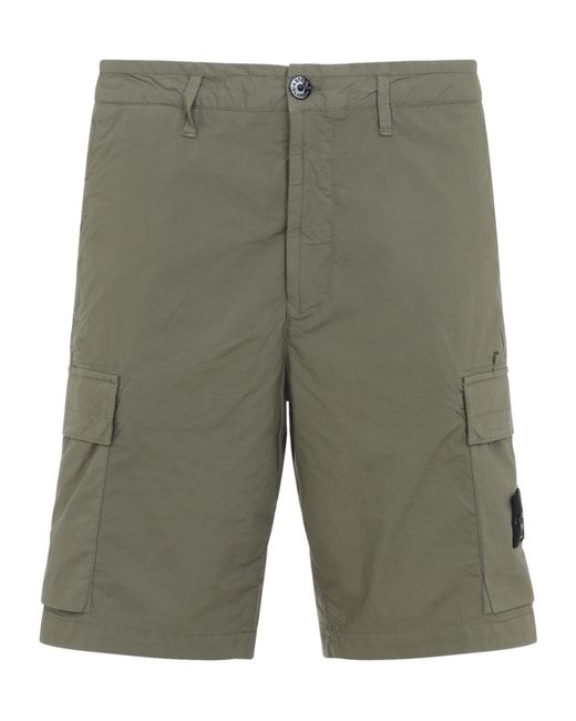 Stone Island Green Button Shorts for men