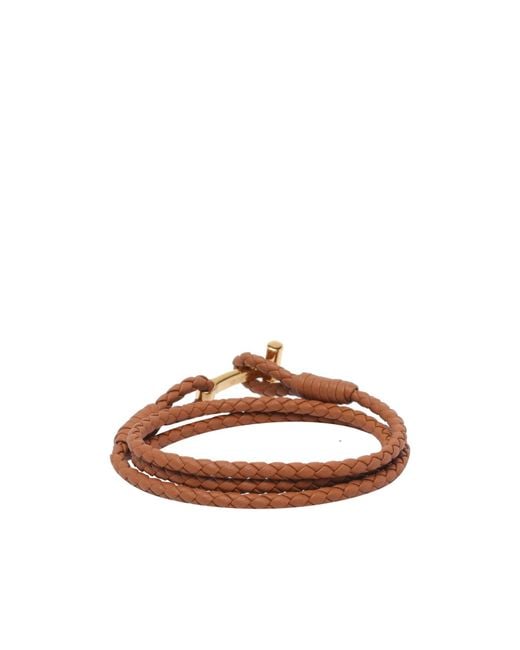 Tom Ford Brown T Plaque Braided Bracelet for men