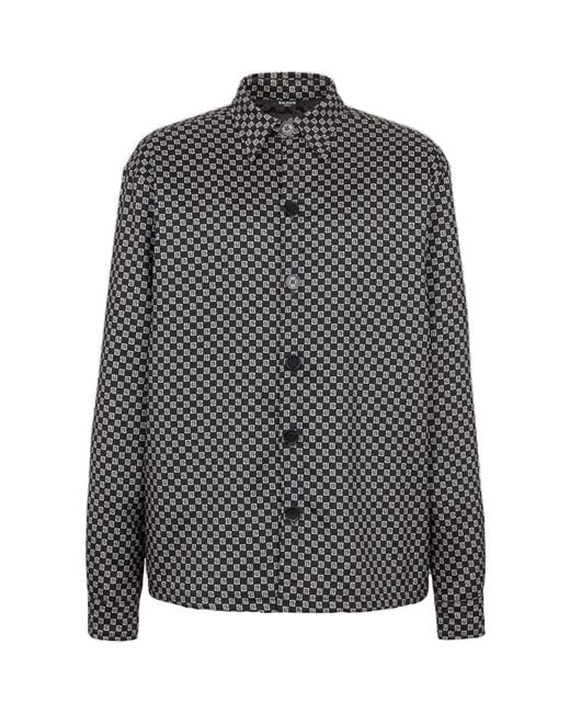 Balmain Gray Monogram Nylon Overshirt for men