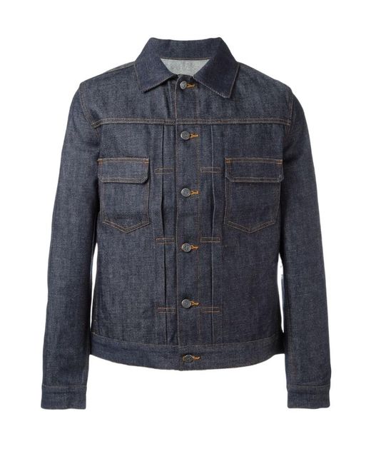A.P.C. Blue Buttoned Denim Jacket for men