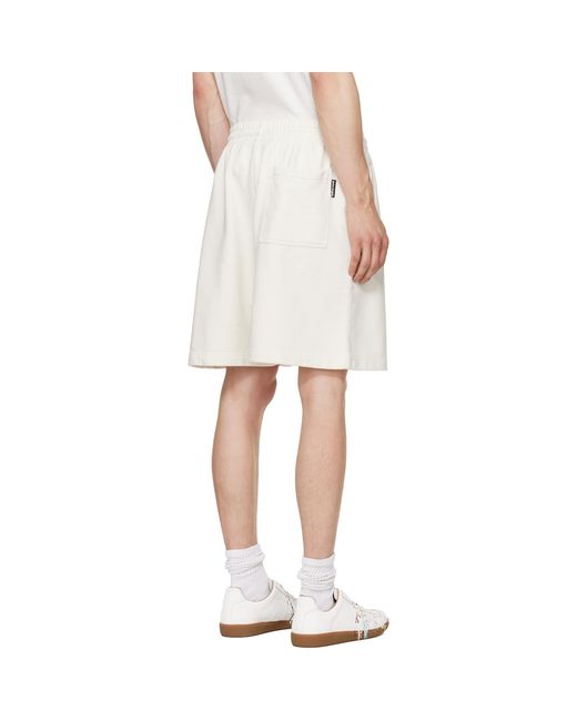Palm Angels White Logo Cotton Shorts for men