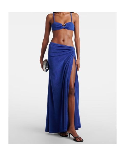 Christopher Esber Blue Cotton-Blend Terry Maxi Skirt
