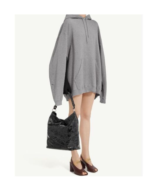 MM6 by Maison Margiela Gray Tie Detailed Hooded Mini Dress