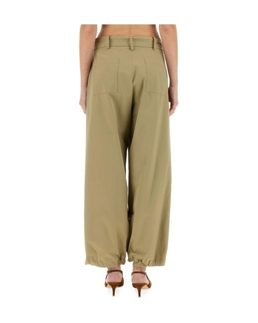 Alysi Green Belted Straight-Leg Trousers