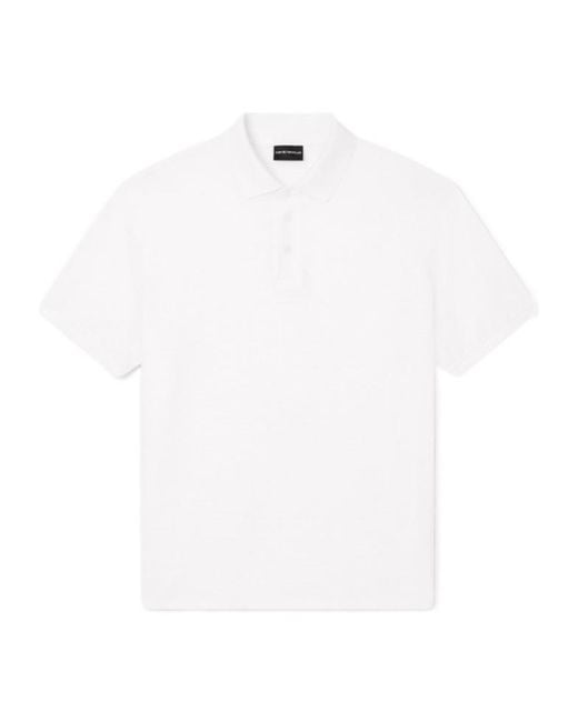 Emporio Armani White Short-Sleeve Polo Shirt for men