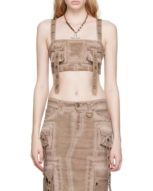 Blumarine Pink Cargo-Style Eyelet Detailed Cropped Top
