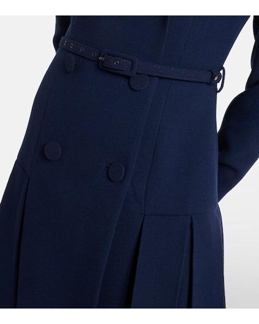 Emilia Wickstead Blue Chaney Wool Crepe Midi Dress
