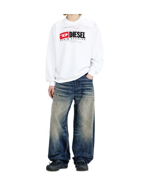 DIESEL White Boxt-V1 Logo-Detail Sweatshirt for men