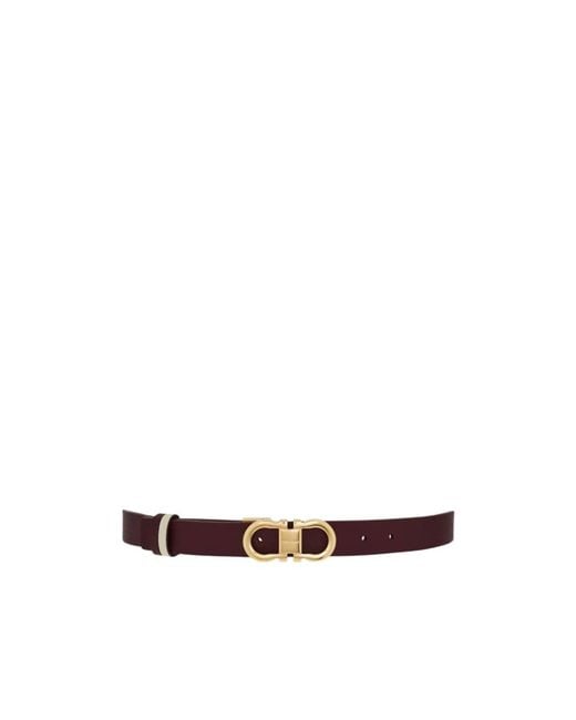 Ferragamo White Ferragamo Reversible Gancini Buckle Belt