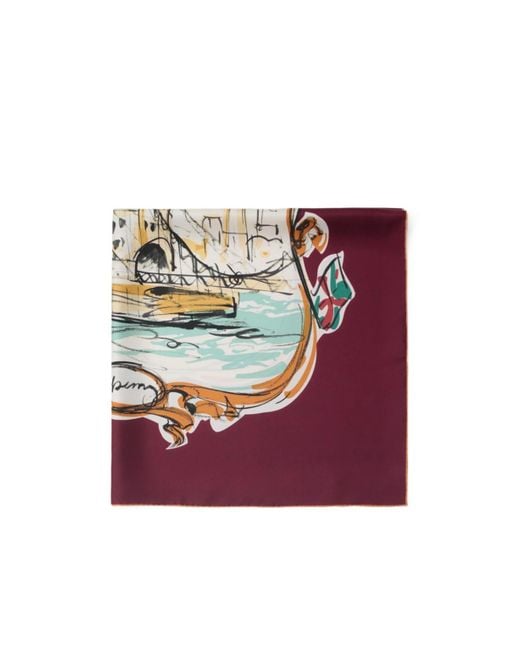 Burberry Red Tower Bridge Silk Scarf
