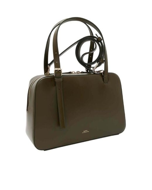 A.P.C. Green Structured Leather Shoulder Bag