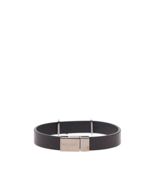Saint Laurent White Opyum Logo Plaque Bracelet for men