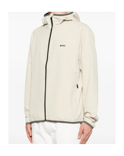 Boss Natural Logo-Motif Hooded Jacket for men