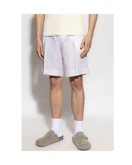 Dolce & Gabbana White Pleated Shorts for men
