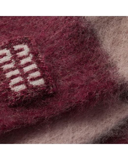 Miu Miu Purple Colour-Block Fringed Scarf