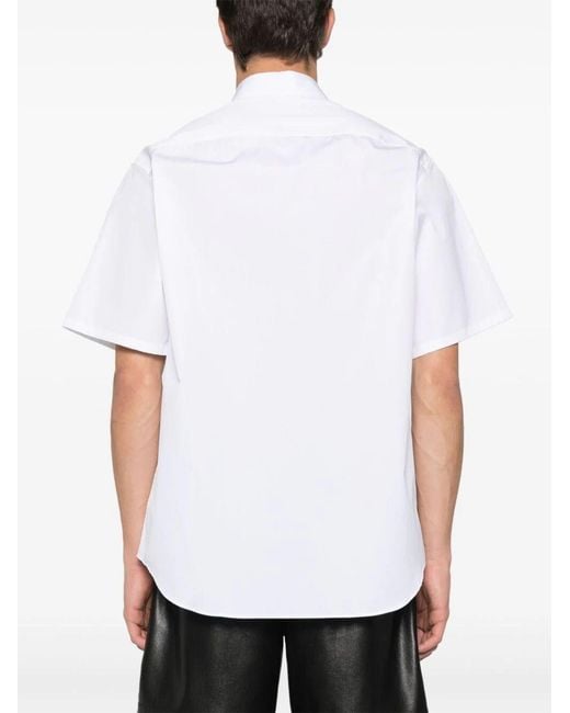 Prada White Triangle Enamel Logo Buttoned Shirt for men
