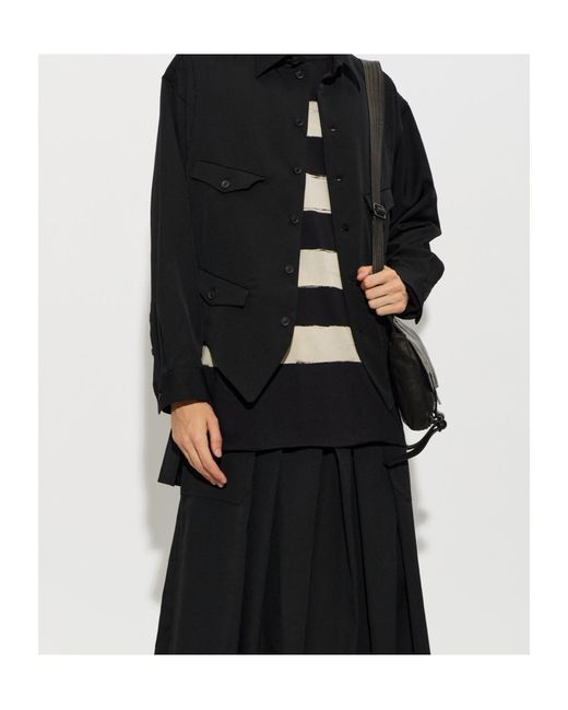 Yohji Yamamoto Black Crew Neck Long-Sleeved T-Shirt for men