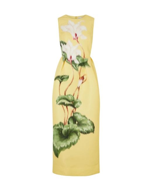 Oscar de la Renta Metallic Printed Faille Gown