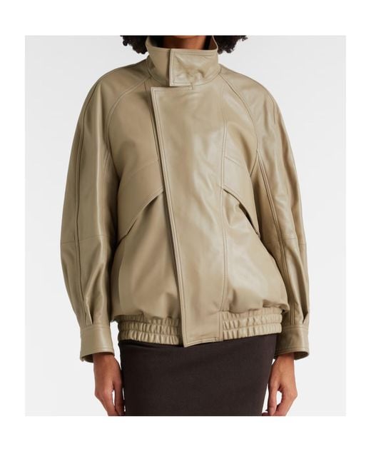 Nour Hammour Natural Long-Sleeved Leather Jacket