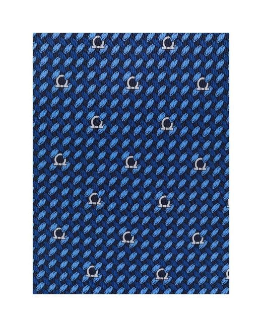 Ferragamo Blue Jacquard Logo Tie for men