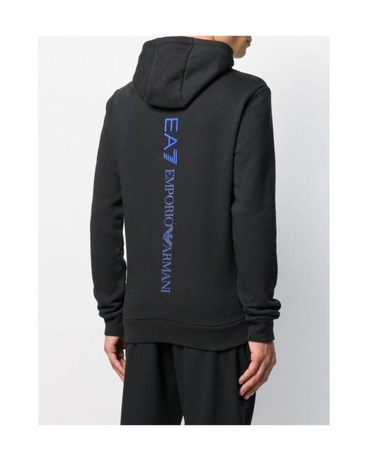 EA7 Black Logo Printed Sweater for men