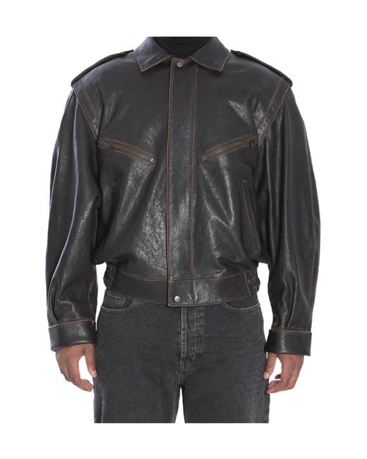 Saint Laurent Gray Zip-Up Bomber Jacket for men
