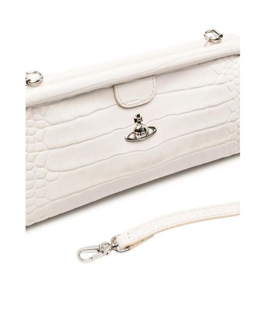 Vivienne Westwood Natural Orb Croc-Effect Clutch Bag