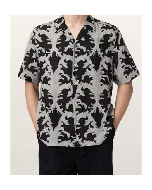AllSaints Black Motif Short Sleeve Shirt for men