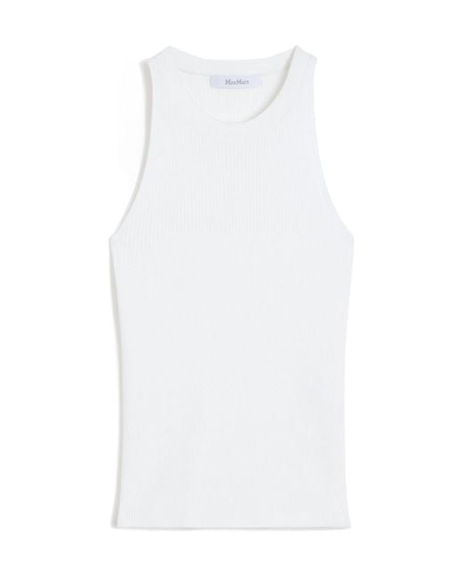 Max Mara White Viscose Yarn Top