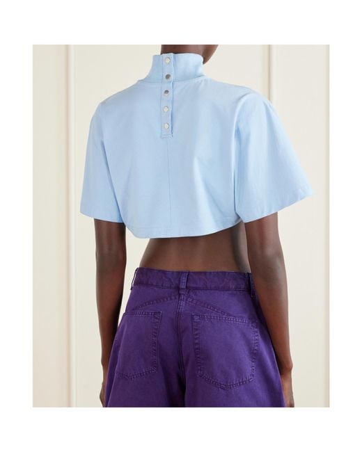Alaïa Blue Alaïa Cropped Jersey T-Shirt