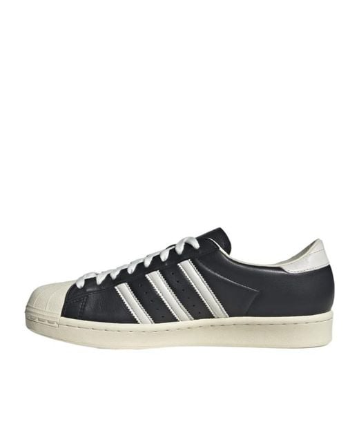 Adidas Black Superstar Vintage 3-Stripes Leather Sneakers for men