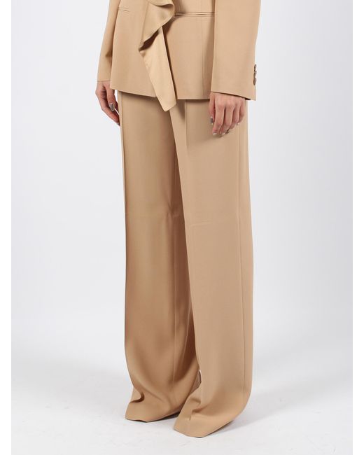 Alberta Ferretti Natural High-Waist Wide-Leg Palazzo Trousers