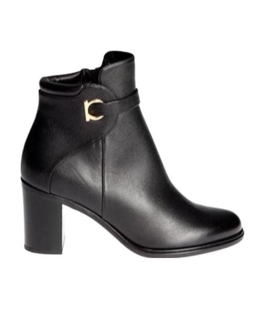 Ferragamo Black Logo High-Heeled Boots