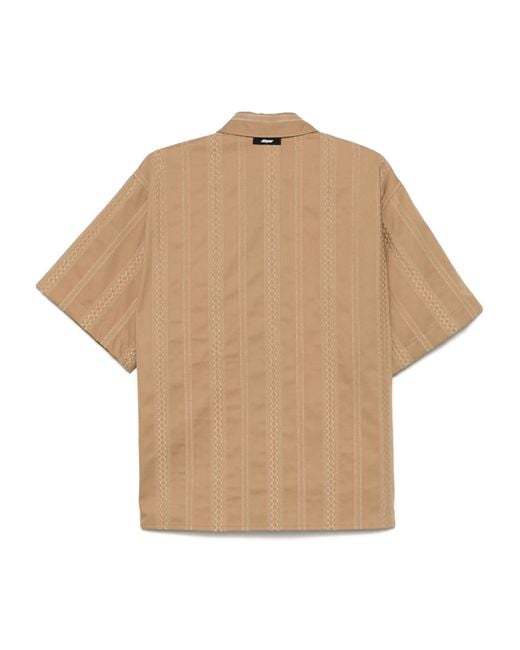 MSGM Natural Embroidered Striped Shirt for men