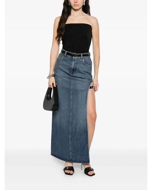 Coperni Blue Garder Side-Split Belted Denim Skirt