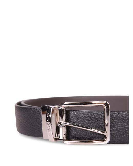 Canali White Textured Buckle Belt for men