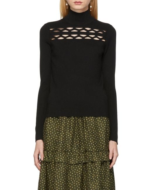 Chloé Black Hollowed-Out Detail Densely Woven Pullover
