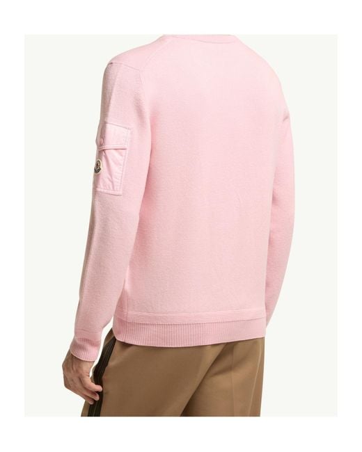 Moncler Pink Wool Sweater for men