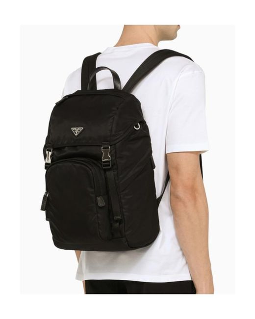 Prada Black Logo Backpack for men