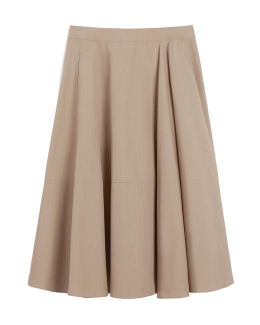Max Mara Brown Long Cotton Poplin Skirt