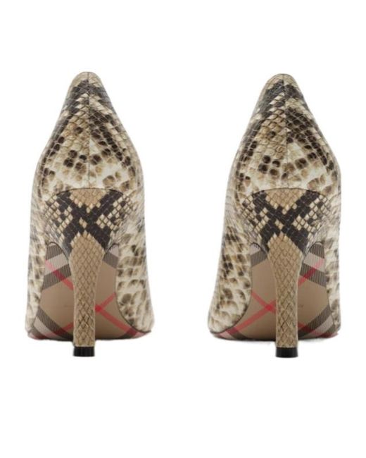 Burberry Metallic Python-Print Leather Dame High Pumps